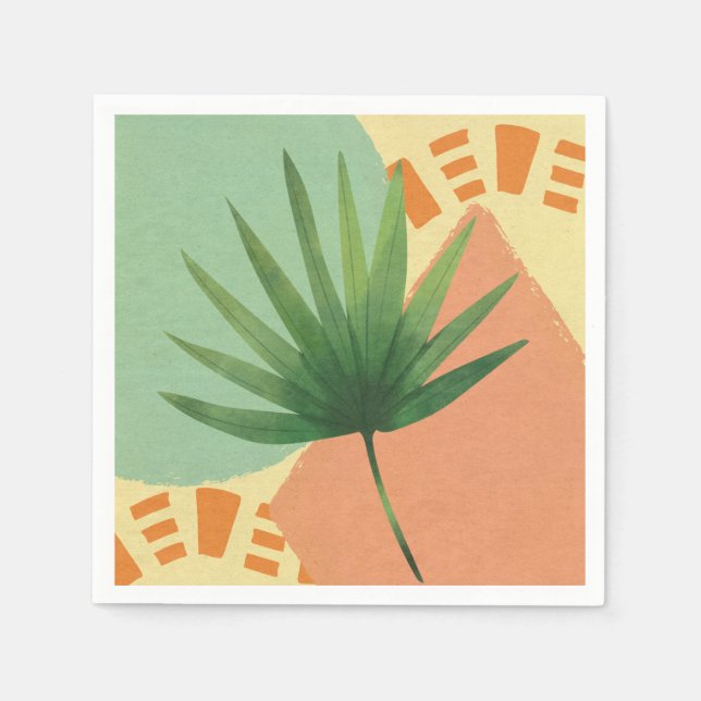 Palm Leaf Abstrakte Formen Serviette (Vorderseite)