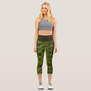 Palm Leaf Green High Waisted Capris