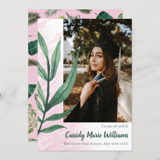 Palm Leaf Green Pink Pflanze Abschluss Ankündigung