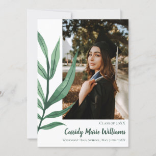 Palm Leaf Green Plant Graduation Announcement Einladung