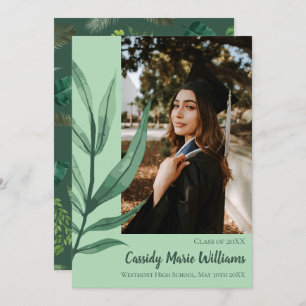 Palm Leaf Green Plant Graduation Announcement Einladung