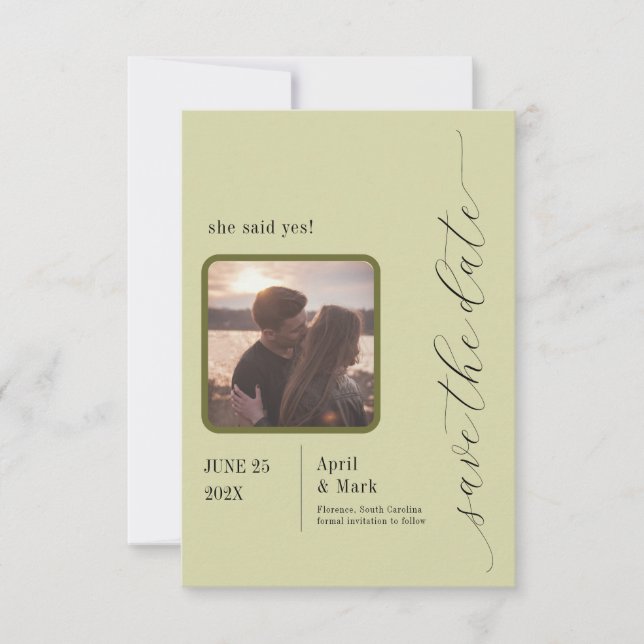 Palm Leaf Greenery Modern Save the Date (Vorderseite)