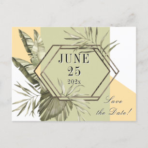 Palm Leaf Greenery Save the Date Postcard Postkarte