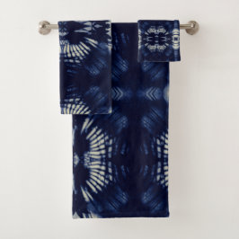 Palm Leaf in Delft Blue Badhandtuch Set