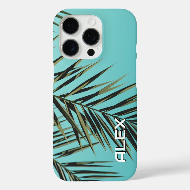 Palm Leaf iPhone Case - Minimal Tropical Blue Sky (Rückseite)