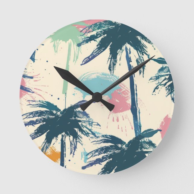 Palm Leaf Kids Watch Runde Wanduhr (Vorderseite)