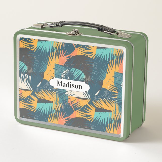 Palm Leaf Pattern individuelle Name Lunch Boxen (Vorderseite)