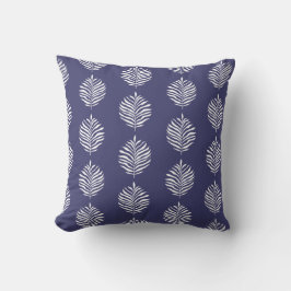 Palm Leaf Pattern Navy Blue Kissen