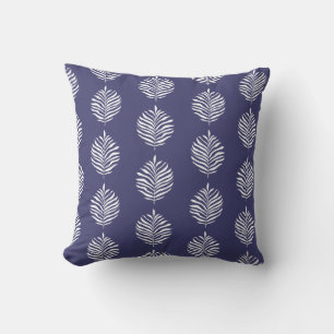 Palm Leaf Pattern Navy Blue Kissen