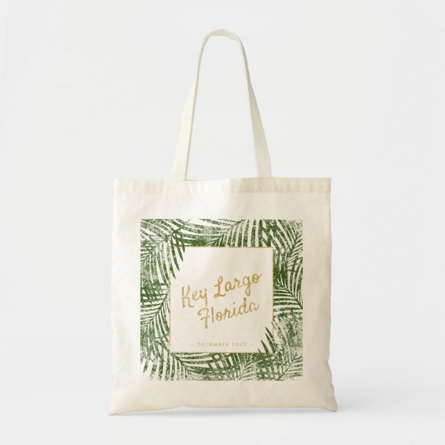 Palm Leaf Personalisierte Hochzeit in Urlaubsort W Tragetasche (Vorne)