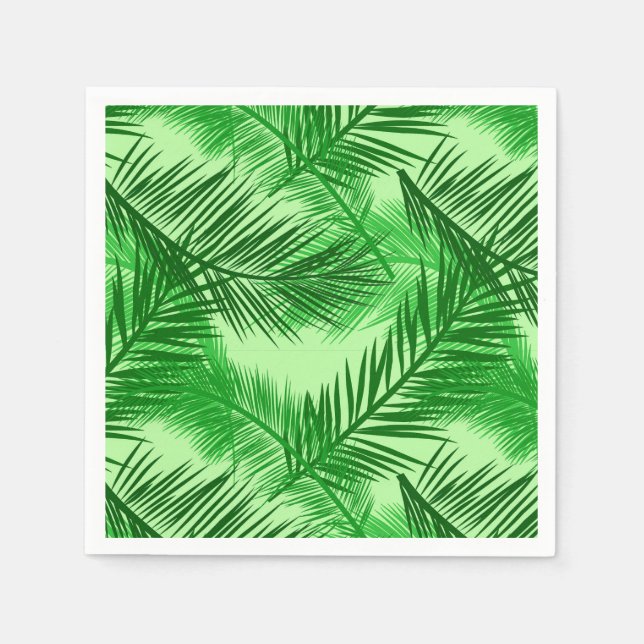 Palm Leaf Print, Emerald und Light Lime Green Serviette (Vorderseite)
