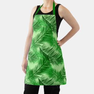 Palm Leaf Print, Fuchsia, Emerald und Lime Green Schürze