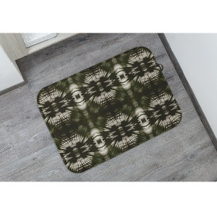 Palm Leaf Shadow Pattern in Army Green Badematte