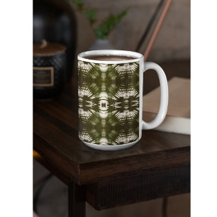 Palm Leaf Shadow Pattern in Army Green Kaffeetasse