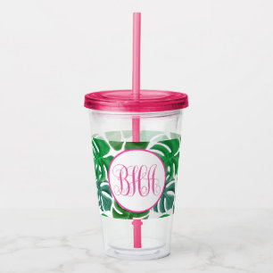 Palm Leaf und Monogram Acryltrinkbecher