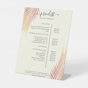 Palm Leafy Salon Preisliste Sockelschild