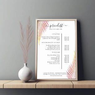 Palm Leafy Salon Price List Poster