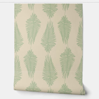 Palm Leaves - Sage Green and Beige Tapete