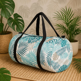 Palm leaves tropical foliage beach vibe exotic duffle bag