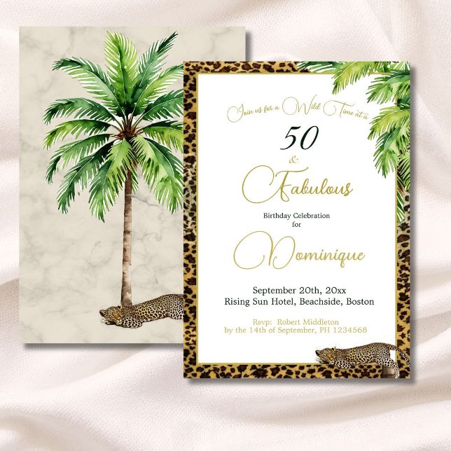 Palm Leopard Print Wild Birthday Einladung (Von Creator hochgeladen)