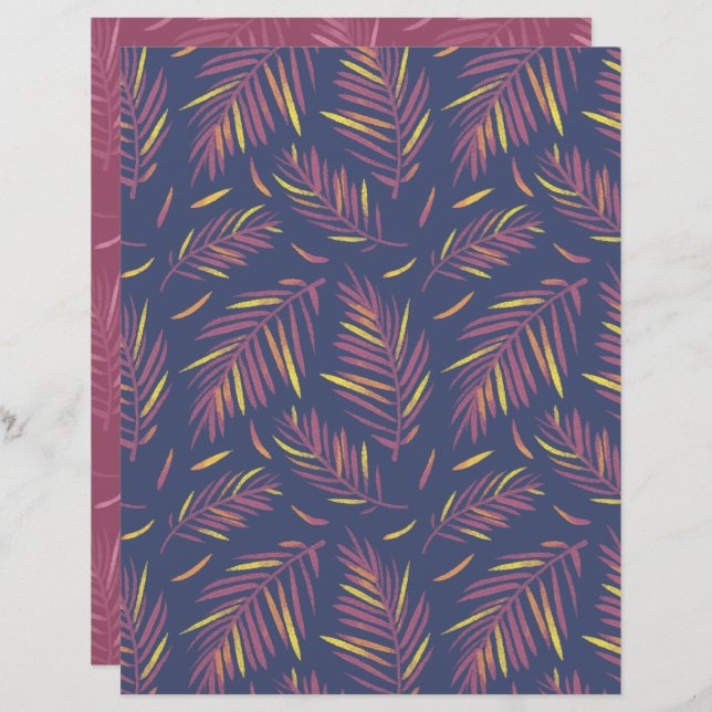 Palm Lila Scrapbook Paper (Vorne/Hinten)