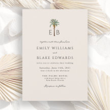 Palm-Logo Elegantes Tropisches Monogramm-Hochzeit