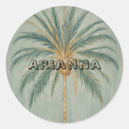 Palm Majestät: Single Palm Tree Design Runder Aufkleber