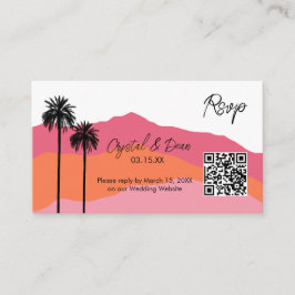 Palm Modern RSVP-Einlagekarte (rosa) Begleitkarte