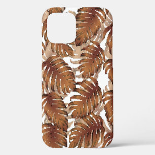 Palm Monstera nahtloses Muster. Orange Weiße Tropi iPhone 12 Hülle