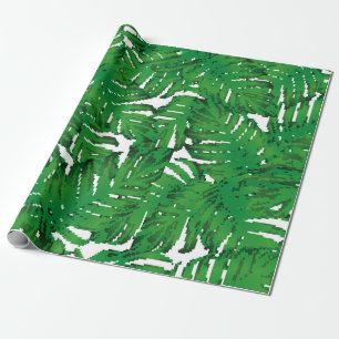 Palm Monstera nahtloses Muster. Weiß Grüne Tropen Geschenkpapier