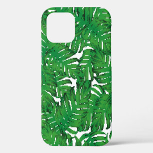 Palm Monstera nahtloses Muster. Weiß Grüne Tropen iPhone 12 Hülle