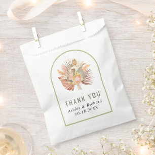 Palm, Pampas Gras Salbei grün Danke Hochzeit Geschenktütchen