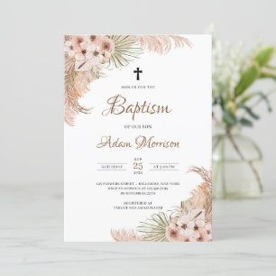 Palm Pampas Grass Blush Orchideen Taufen Einladung