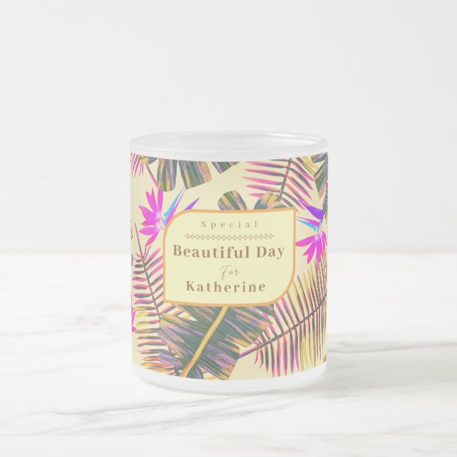 Palm Paradise Gelb Mattglastasse (Mittel)