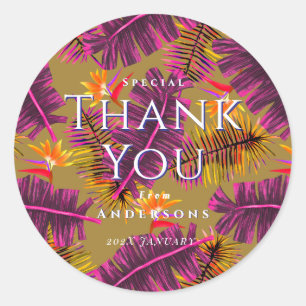 Palm Paradise Gelb Orange Danke Runder Aufkleber