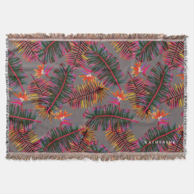 Palm Paradise Grau Decke (Vorderseite)