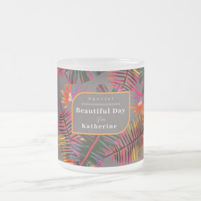 Palm Paradise Gray Mattglastasse (Mittel)