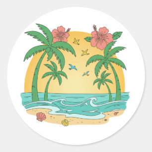 Palm Paradise Tropischer Strand Aufkleber