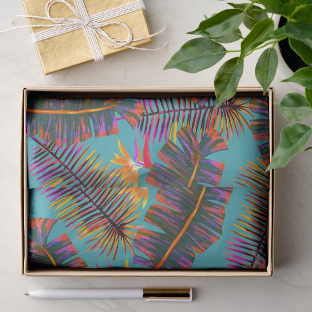 Palm Paradise Türkis Seidenpapier (Geschenk)