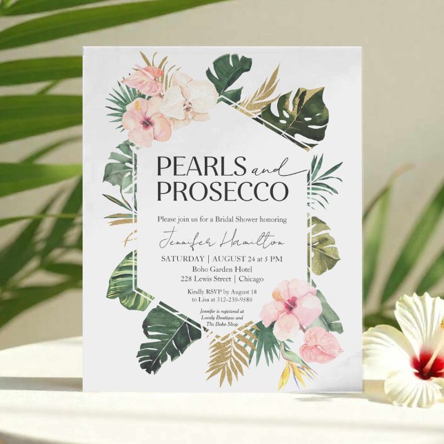 Palm Pearls und Prosecco Bridal Dusche Einladung (Von Creator hochgeladen)