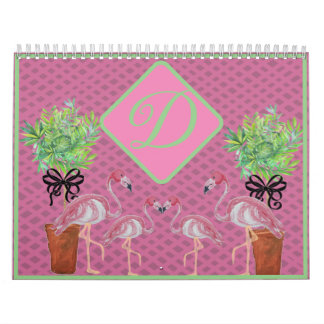 Palm Pink Flamingo Flamingos Terra Cotta Kalender