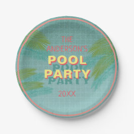 Palm Pool Party Platine Pappteller