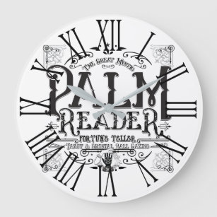 Palm Reader Vintage Magic Fortune Teller Sign Große Wanduhr
