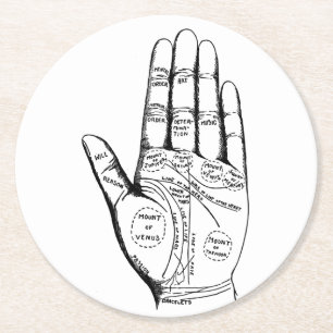 Palm Reading Chart Palmistry Theller Zukunft Runder Pappuntersetzer