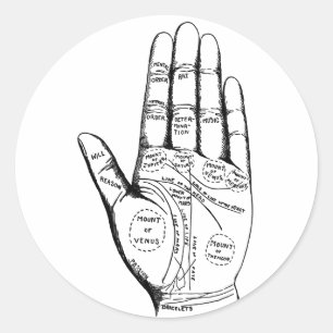 Palm Reading Chart Palmistry Wahrsager Zukunft Runder Aufkleber