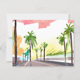 Palm Road | Moderne, moderne Aquarellfarben Postkarte