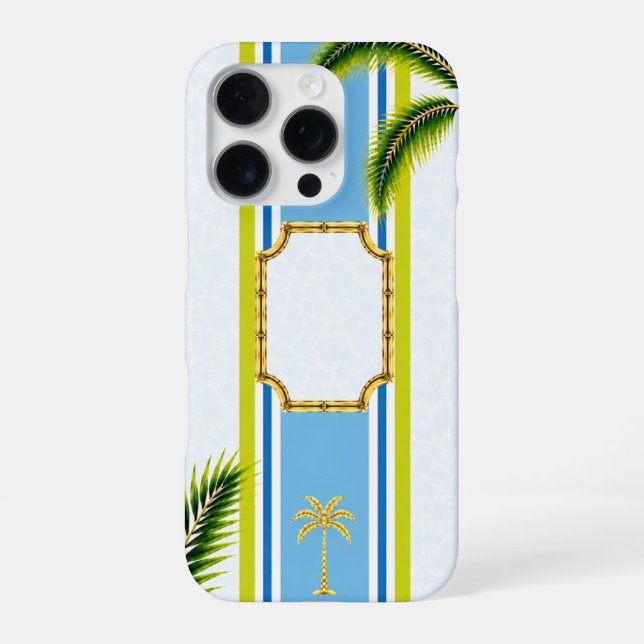 Palm Royale Poolside Blue Personalisierte Handyhül iPhone Hülle (Rückseite)
