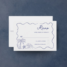 Palm Seashell Beach Hochzeit mit handgezogenen Küs RSVP Karte