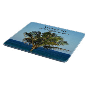 Palm Shore Reflections Familienname & Reisejahr Schneidebrett