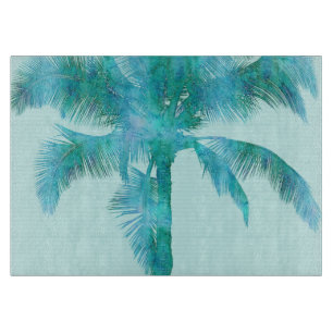Palm Silhouette Blue Watercolor Hintergrundfarbe T Schneidebrett